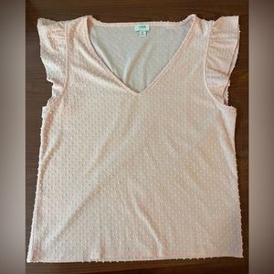 J Crew pink Swiss dot flutter sleeve top Women’s Medium